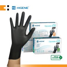 Higene Vinyl Gloves Black, Powder Free (Box of 100s)