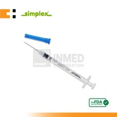 Simplex Auto Disable Syringe w/ Needle, 0.5cc, G-23x1  (Box of 100s)