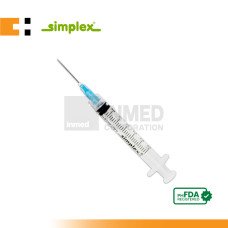 Simplex Disposable Syringe with Needle 3ml G23 x 1 LL (Box of 100s)