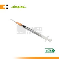 Simplex Tuberculin Syringe with Needle 1ml G25x5/8 (Box of 100s)