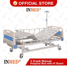 Inmed 3 Crank Manual Hospital Bed with IV Stand